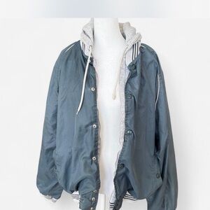 Button-Up Jacket with Hoodie